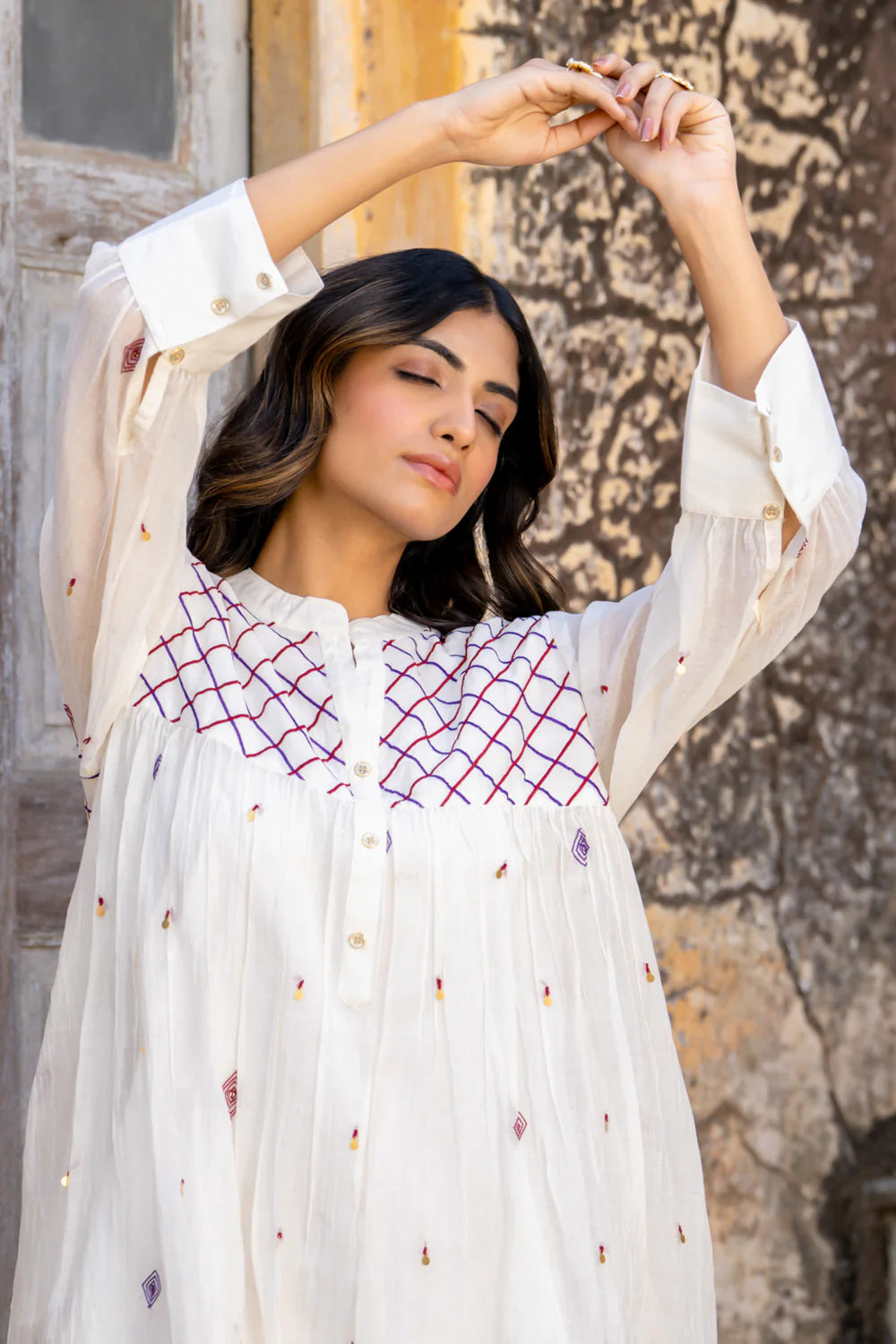 White Gathered Dress