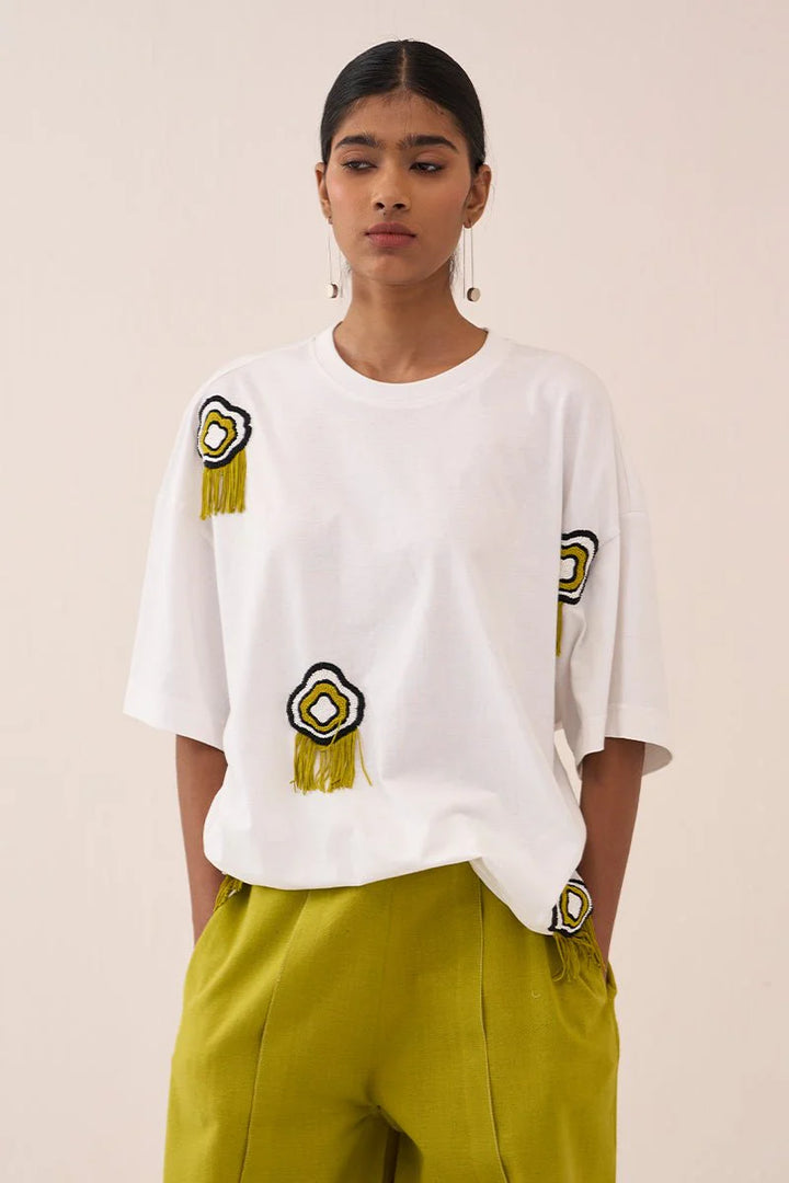 White Beaded Tshirt