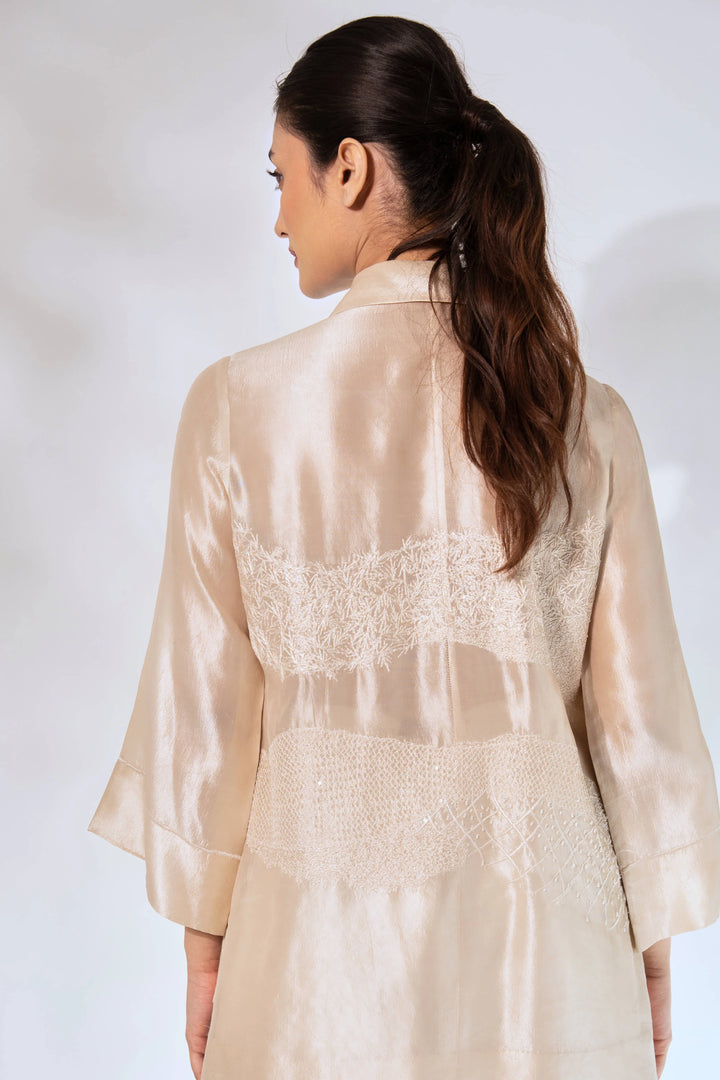 White WaveBorne Silk Shirt