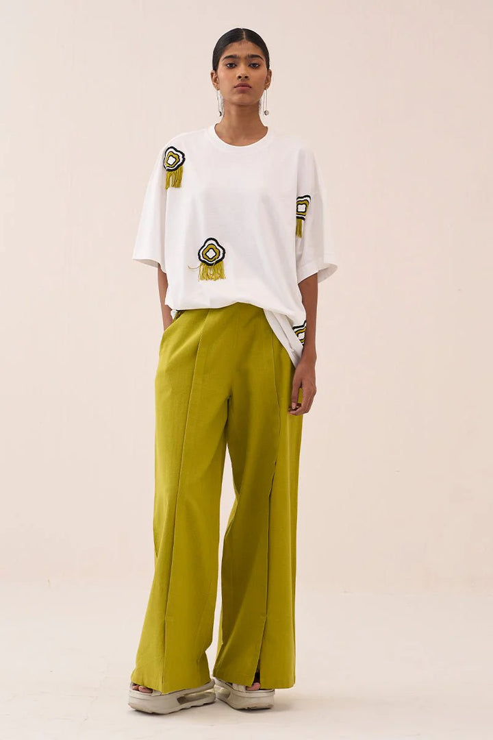 White Beaded Tshirt Co-Ord