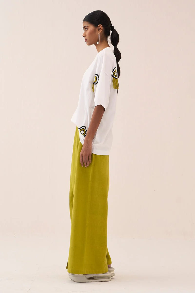 White Beaded Tshirt Co-Ord