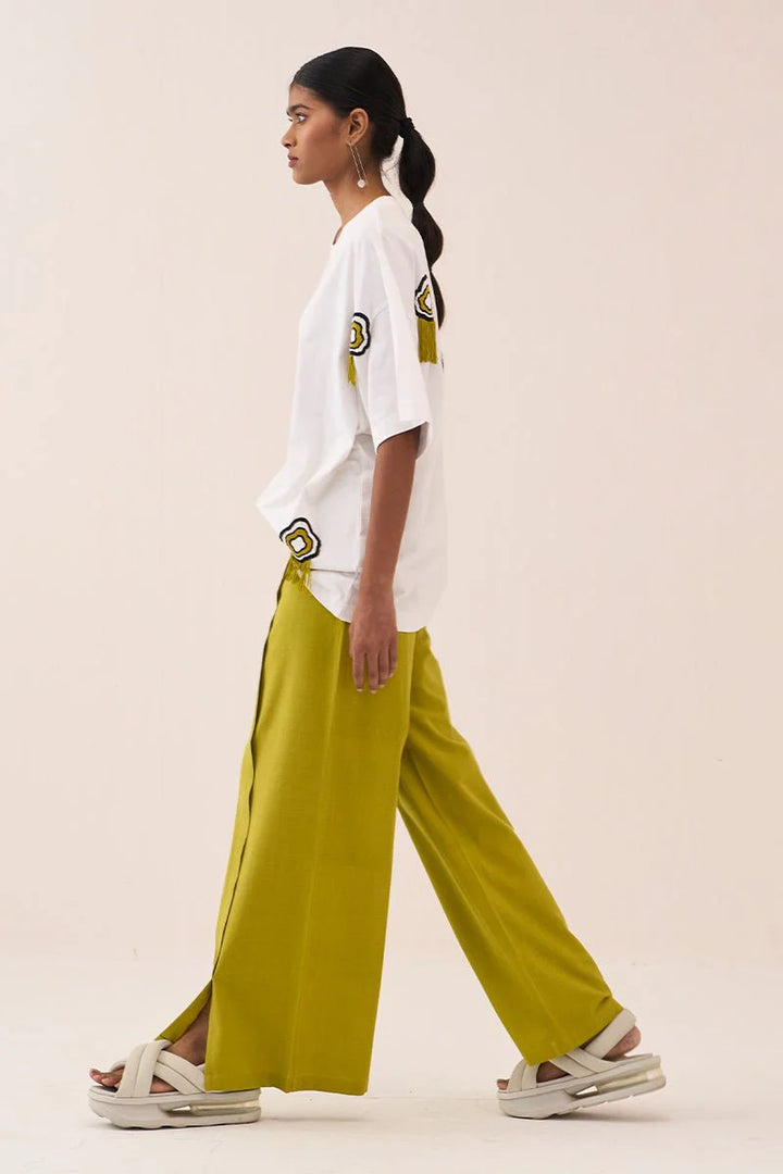 White Beaded Tshirt Co-Ord