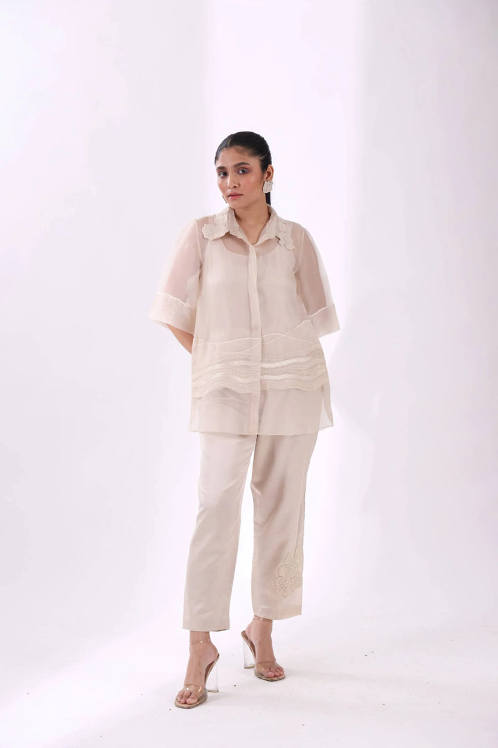 White Organza Wave Shirt