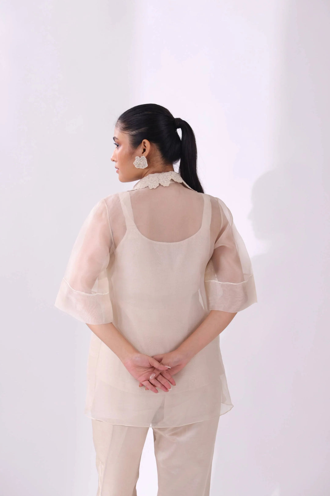 White Organza Wave Shirt