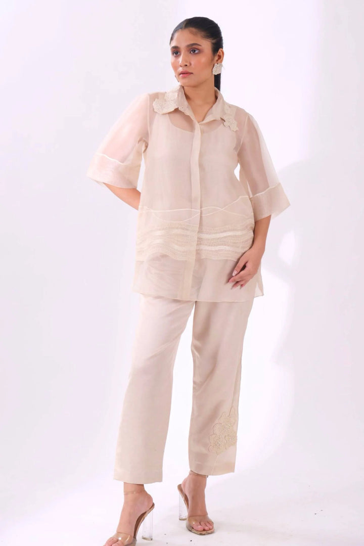 White Organza Wave Shirt