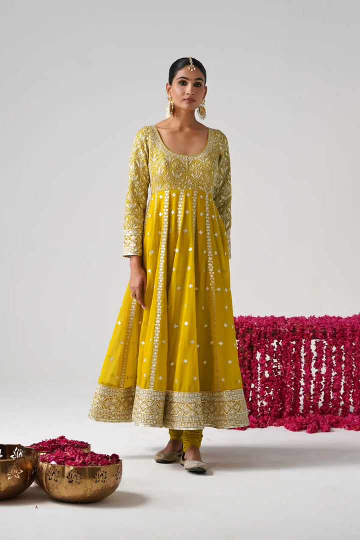Dilruba - Kalidaar Set - Yellow