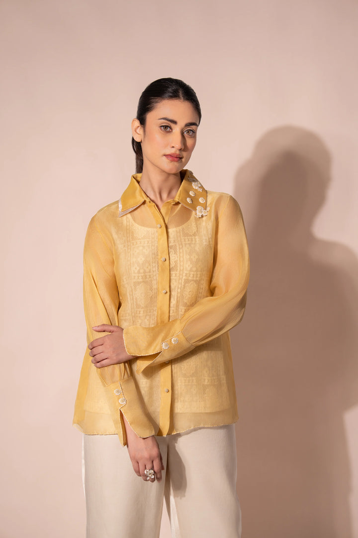 Yellow Afloat Organza Shirt