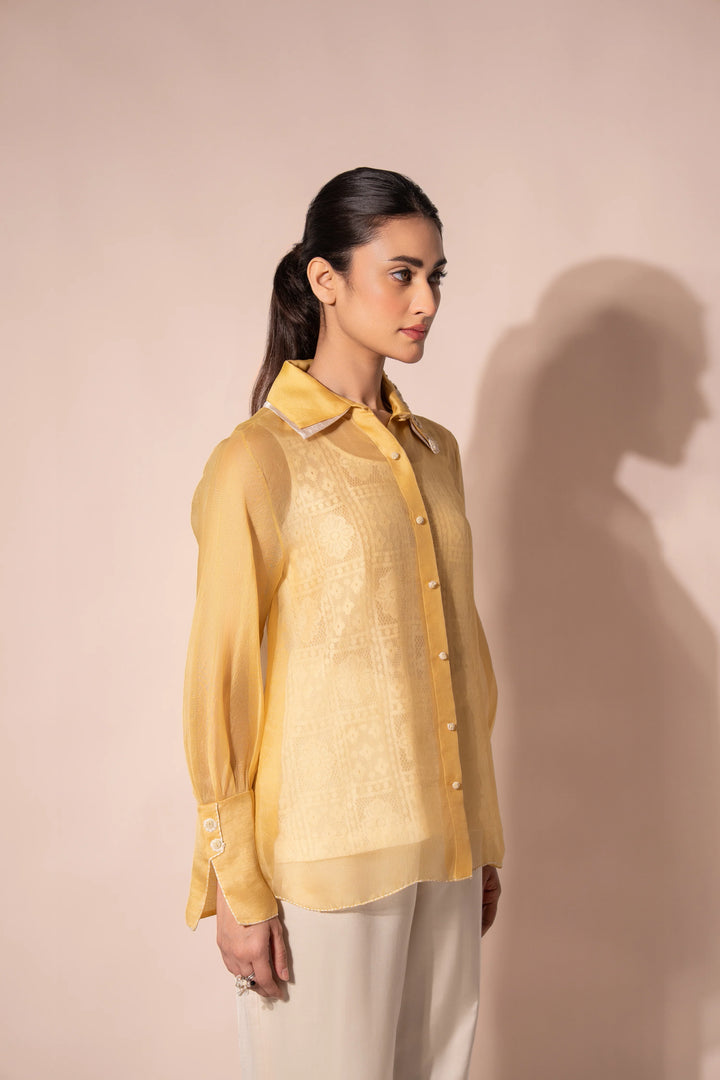 Yellow Afloat Organza Shirt