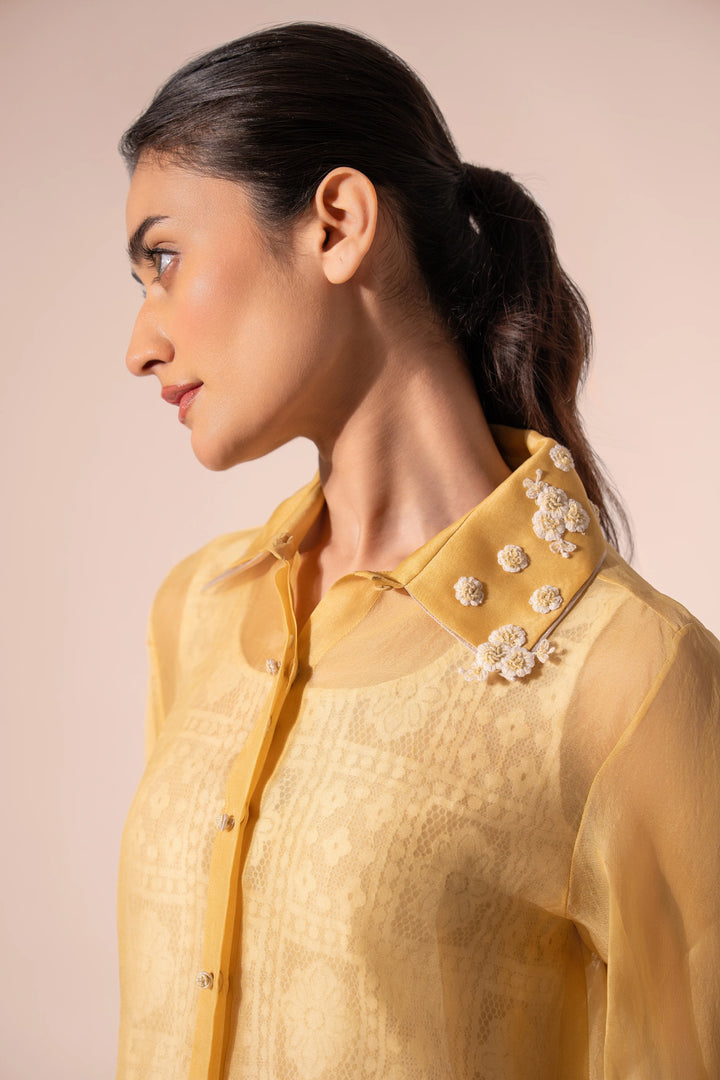Yellow Afloat Organza Shirt