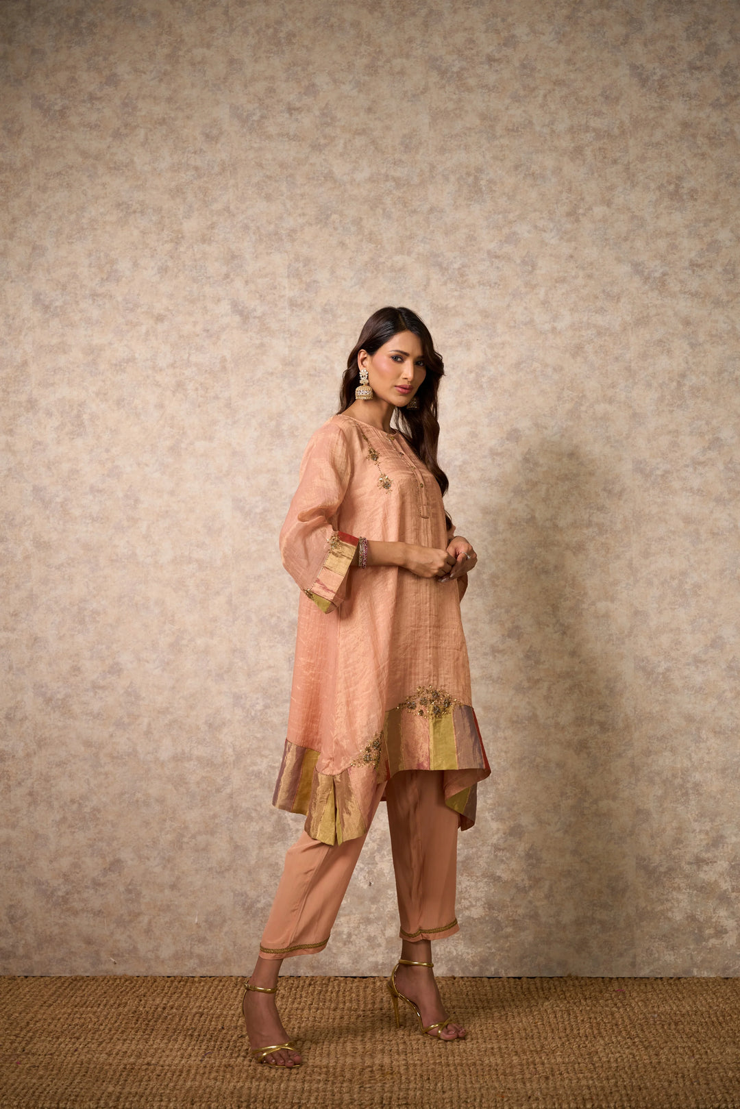 Zing Peach Kurta (Set of 3)