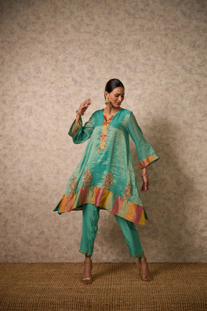Zing Sea Green Kurta (Set of 2)